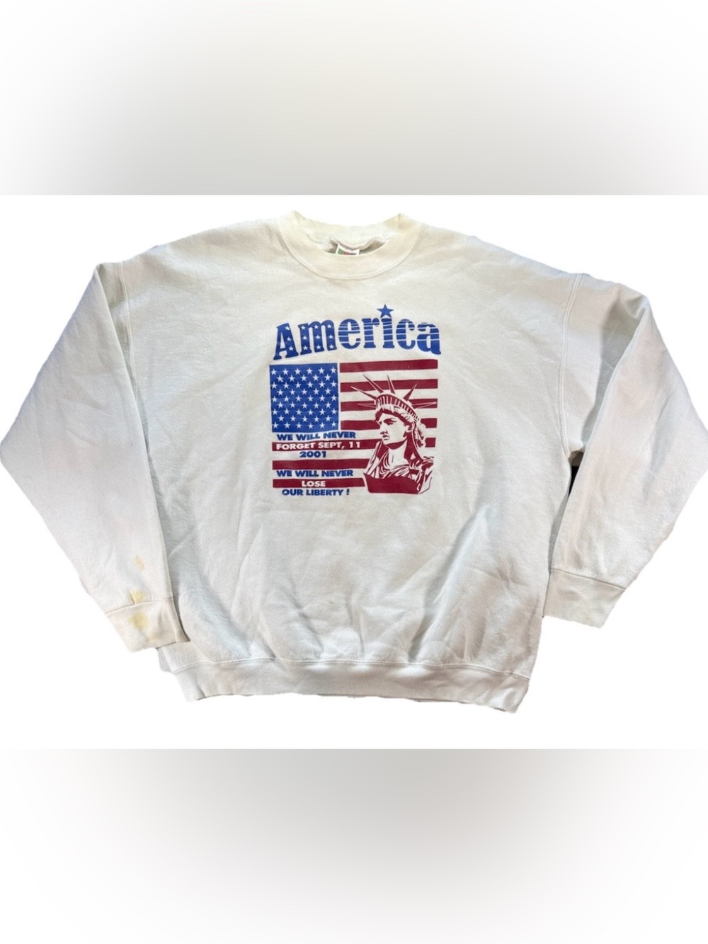 Vintage 9/11 New York America Memorial Sweatshirt Men's XXL White USA History